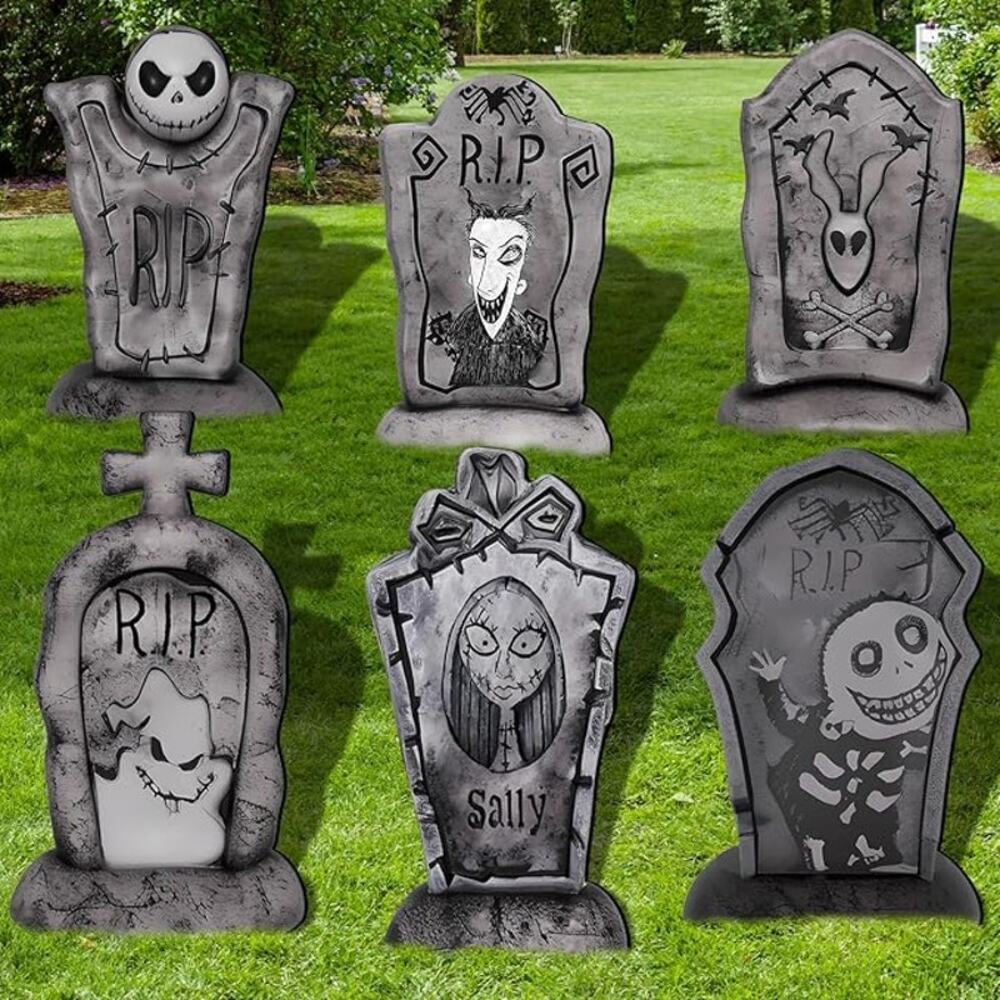 Halloween Tombstone Yard Signs 17 Inch Graveyard Decorations with Stakes 6 Pack